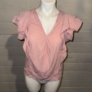 NWT Love Letter Collection Pink Ruffle Cap‎ Sleeve Tie Back Top